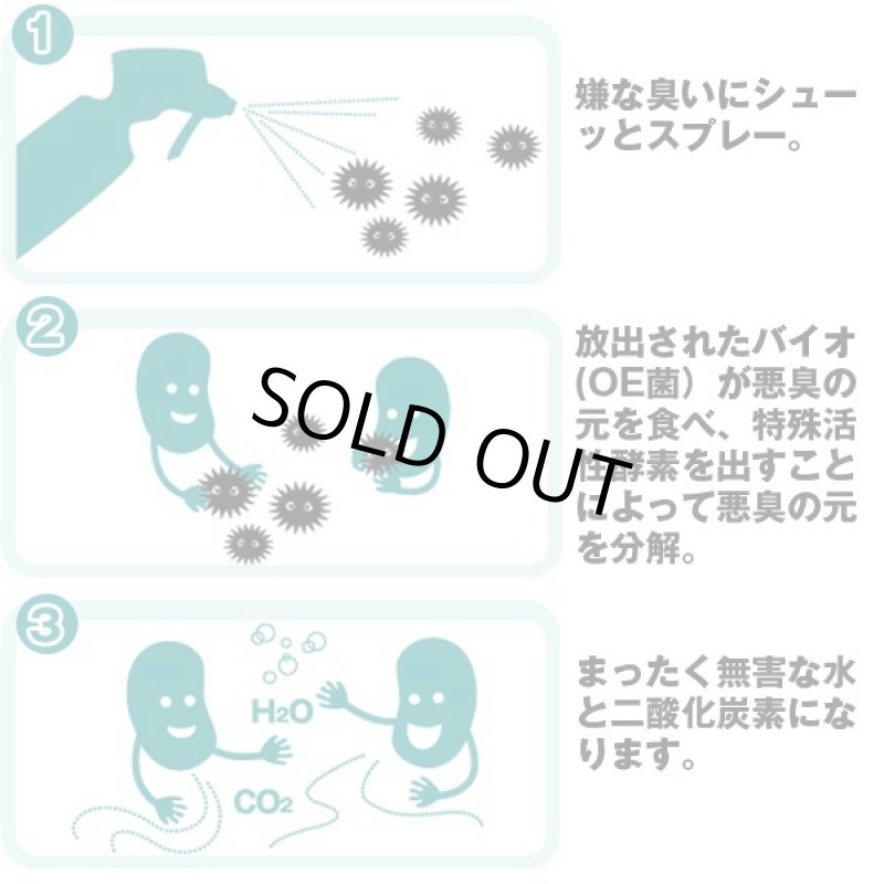 画像2: バイオ消臭剤OE-1「3本セット」 (バイオが臭いの元を食べて無臭に,消臭スプレー,日本アトピー協会推薦,エアコン,ペット臭,トイレ) (2)
