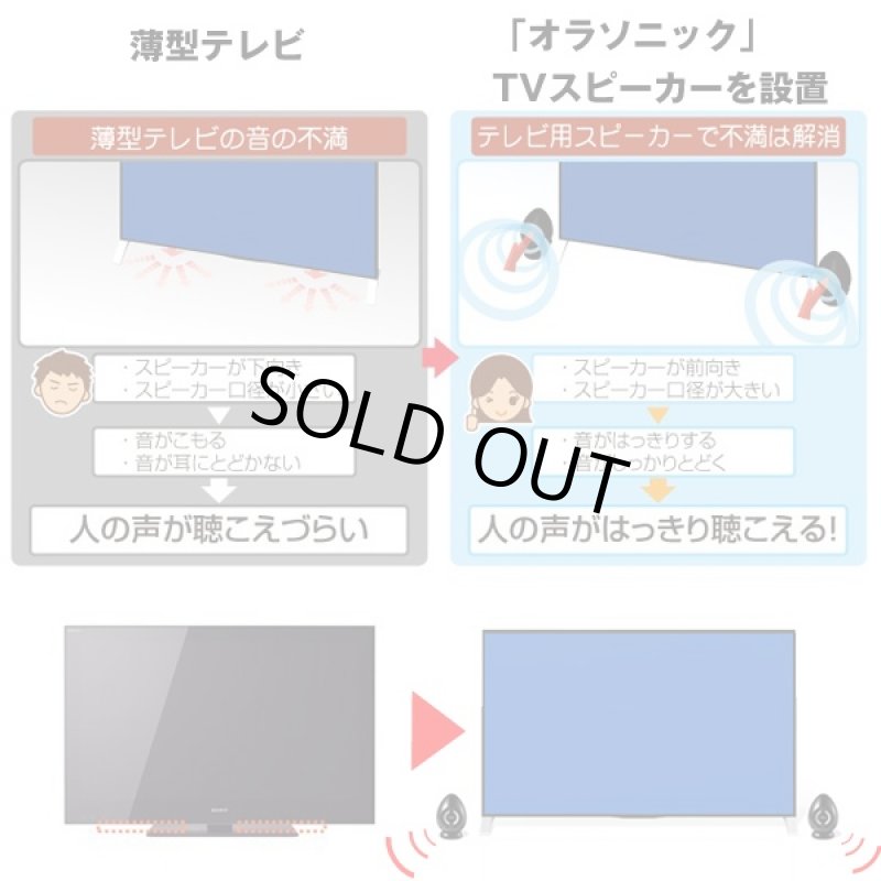 画像2: 送料無料TV用高音質スピーカー「オラソニック」TVスピーカー (薄型テレビ,国内メーカー,省エネ,10W+10W,卵型) (2)