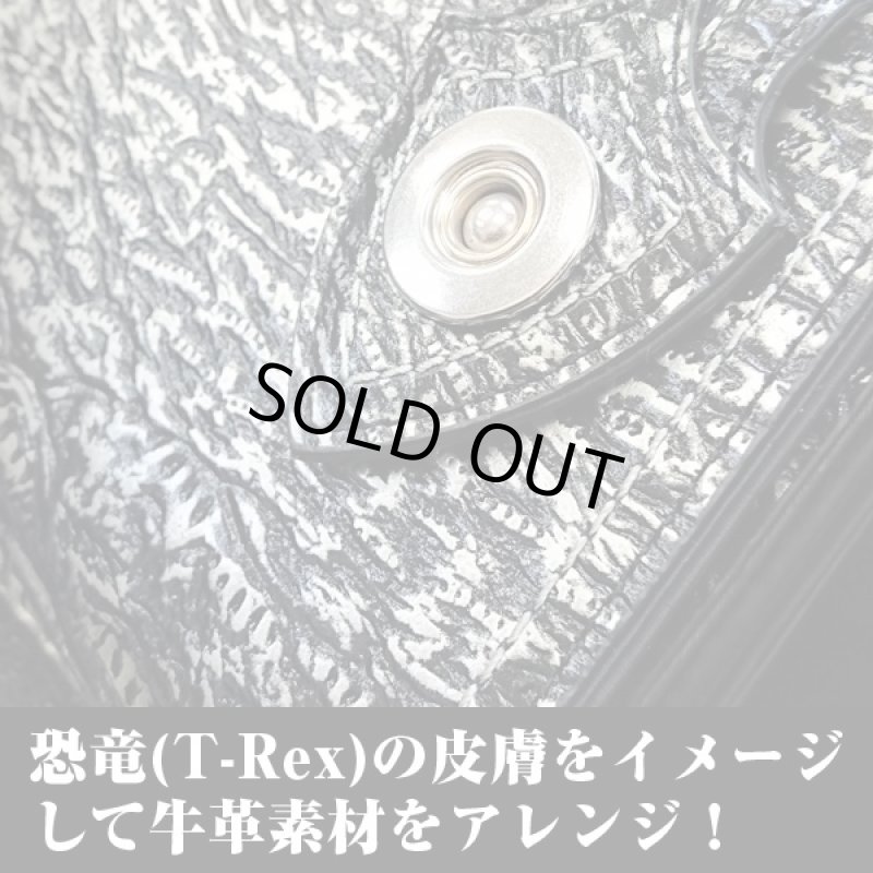 画像2: ウフダフリーク/T-rexショートウォレット(メンズ,2つ折り財布,恐竜皮膚イメージ,折り,ウォレットチェーン付き,ティラノザウルス) (2)