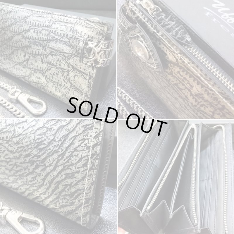 画像5: ウフダフリーク/T-rexラウンドファスナーロングウォレット(メンズ,長財布,恐竜皮膚,ウォレットチェーン付き,ティラノザウルス) (5)