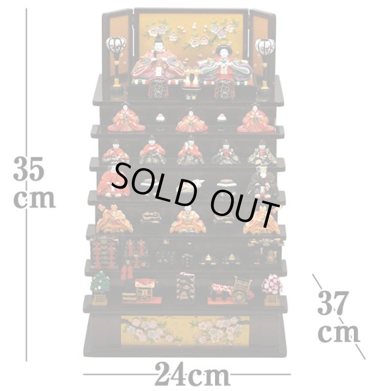 画像2: 雛人形・彩寿雛木製七段飾り(茶)(送料無料,卓上ミニひな人形,陶器製,コンパクト,5段飾り,初節句,女の子,ギフト,贈り物,プレゼント,雛祭り,3月3日) (2)