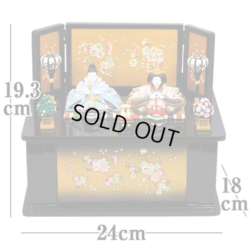 画像3: 雛人形・内裏雛瑞鳳中木製収納飾り桜(黒)(送料無料,卓上ミニひな人形,陶器製,コンパクト,初節句,女の子,ギフト,贈り物,プレゼント,雛祭り,3月3日) (3)