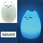 画像5: シリコン製にゃんこ七色LEDライト「灯AKASHI」(USB-AC変換アダプター付)(ネコ型ライト、USB充電) (5)