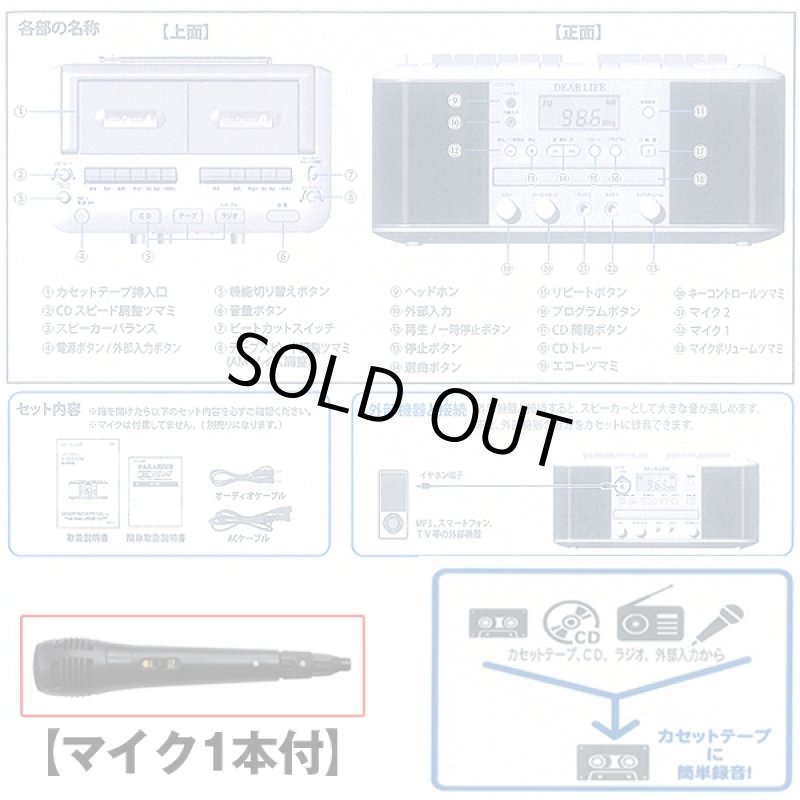 画像5: 送料無料！遅聴き速聴きCDダブルラジカセ「マイク付」 (5)