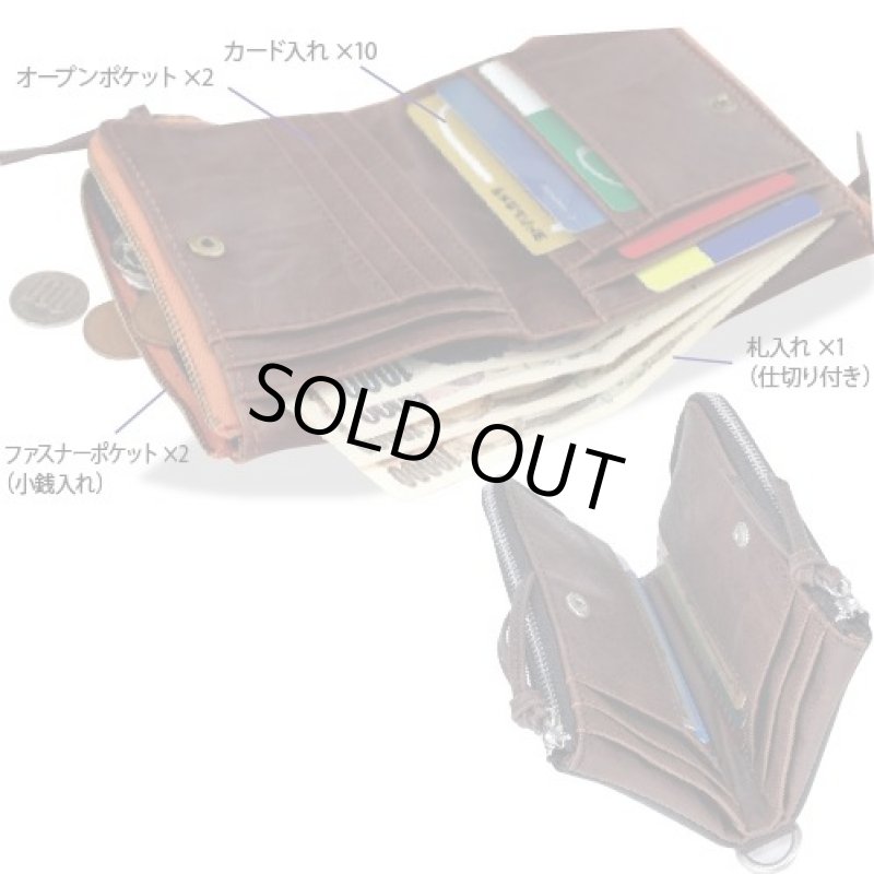 画像2: DEVICE「デバイス」ダブルジップ・ショートウォレット（DPG）(ヴィンテージ/2つ折財布/ラムスキン風/柔らかフェイクレザー) (2)