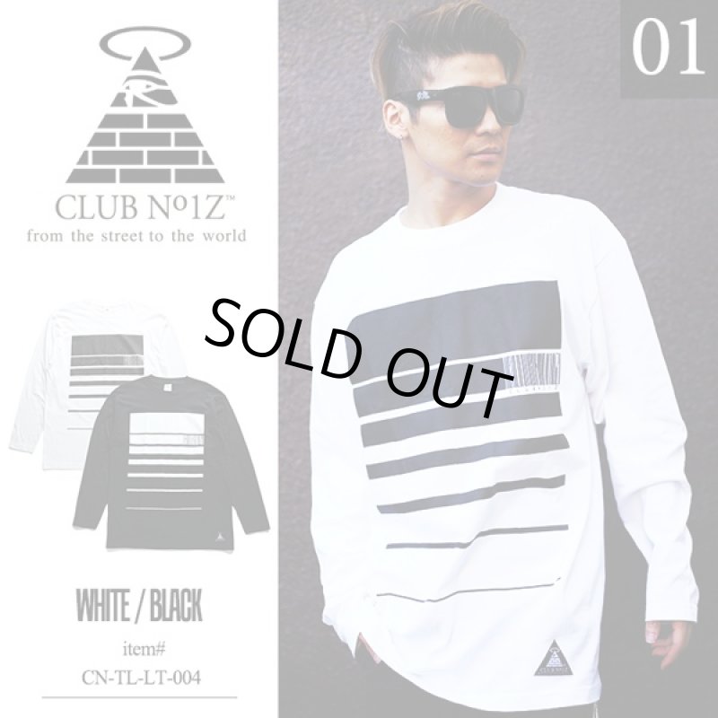 画像1: クラブノイズグラデーションボックスロングTシャツ(CLUBNO1Z,男女兼用,長袖,ロンT,B系ファッション,ヒップホップ系,コットン,綿) (1)