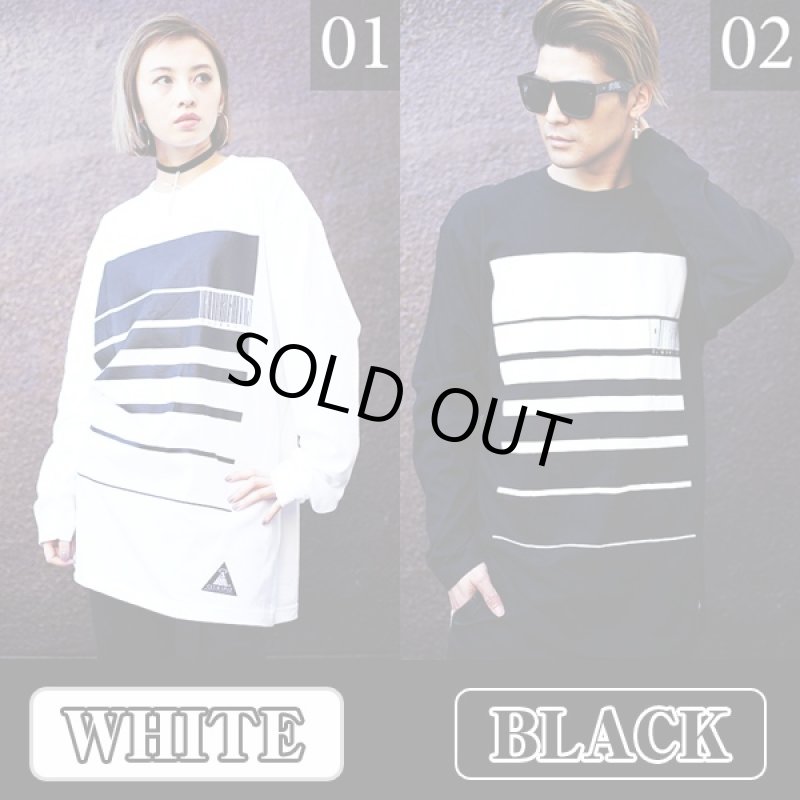 画像2: クラブノイズグラデーションボックスロングTシャツ(CLUBNO1Z,男女兼用,長袖,ロンT,B系ファッション,ヒップホップ系,コットン,綿) (2)