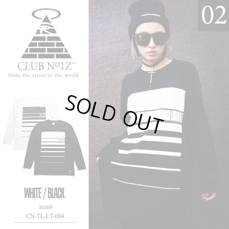 画像6: クラブノイズグラデーションボックスロングTシャツ(CLUBNO1Z,男女兼用,長袖,ロンT,B系ファッション,ヒップホップ系,コットン,綿) (6)