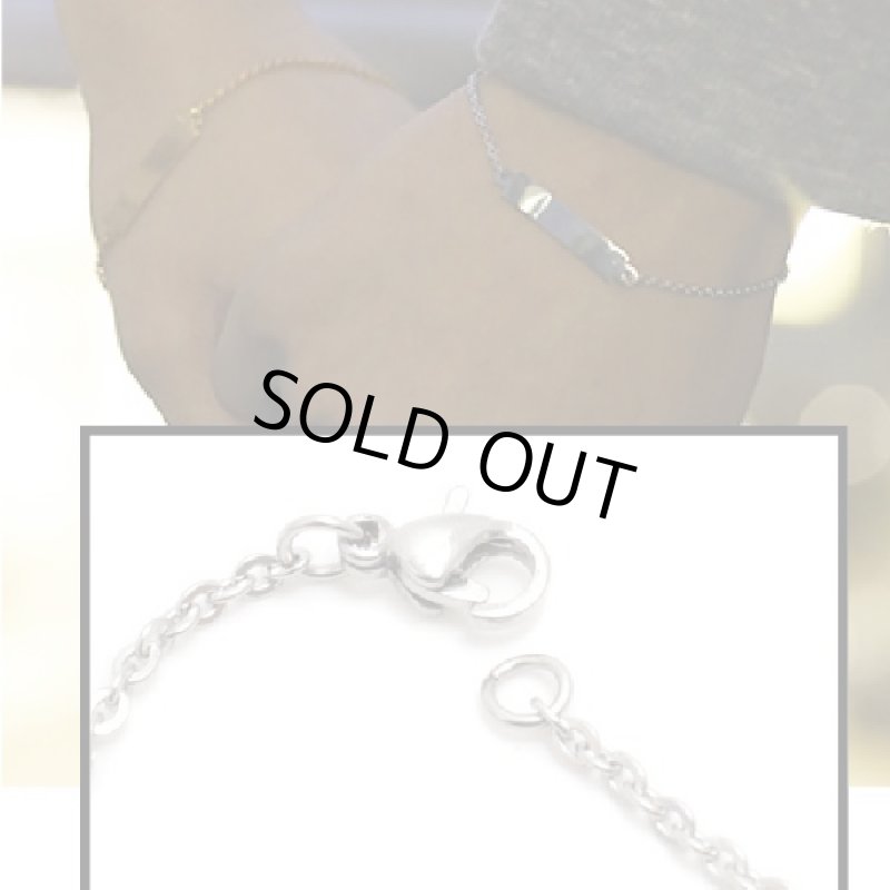 画像4: スキニーIDプレートブレスレット(ペア,カップル,ステンレス,ゴールド真空メッキ,シルバー真空メッキ,あずきチェーン) (4)