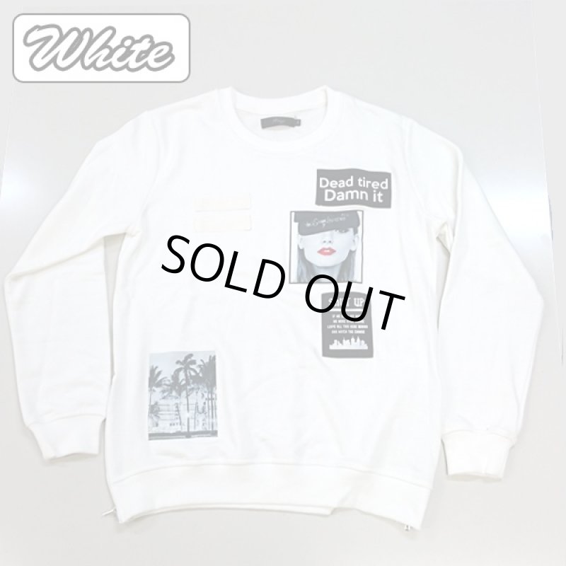 画像2: パッチプリントクルー(メンズ,クルーネックトレーナー,長袖,パッチプリント,RINGS,モノトーン) (2)