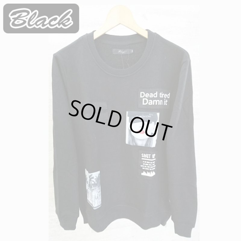 画像3: パッチプリントクルー(メンズ,クルーネックトレーナー,長袖,パッチプリント,RINGS,モノトーン) (3)