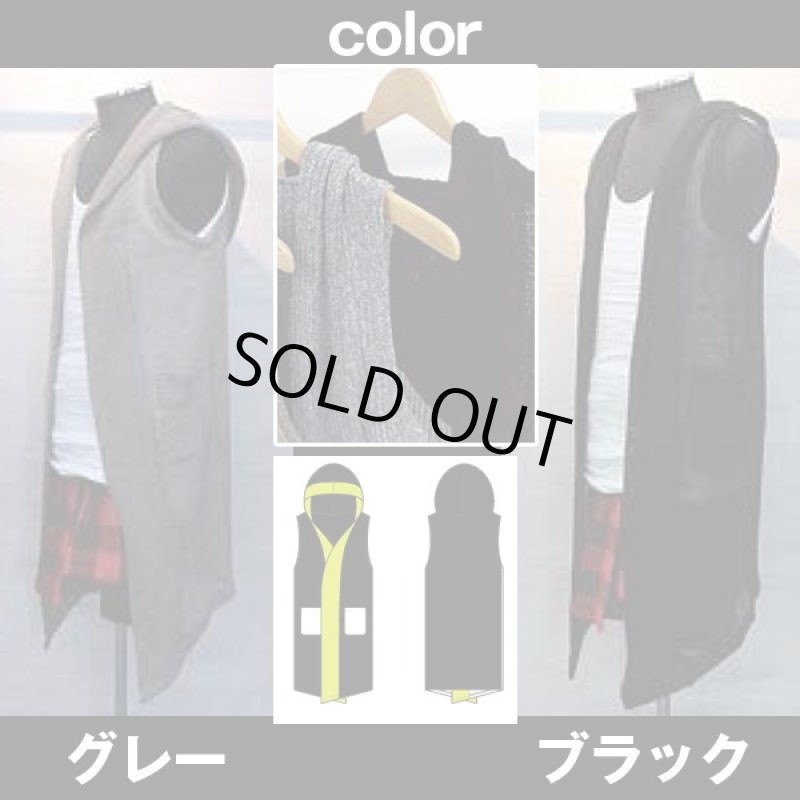 画像3: ノースリロングフーディー (メンズ,サマ-アウター,ニット,フード付き,サマーパーカー,ロングフードジャケット,ジュアルパーカー) (3)