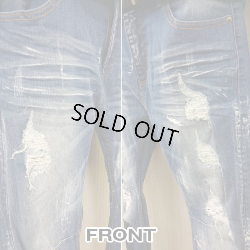 画像3: RINGSペンキダメージデニムパンツ(メンズデニム,メンズデザインパンツ,メンズダメージデニムパンツ) (3)