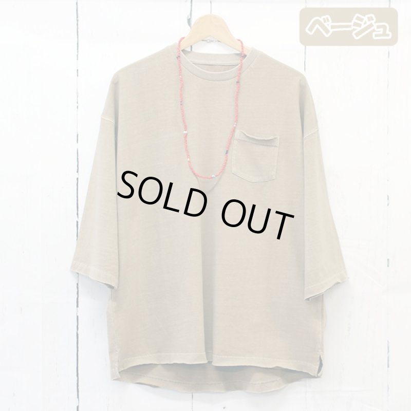 画像3: ネックレス付きピグメントカットオフTシャツ (胸ポケット付き,ピグメント加工,ヴィンテージ,アースカラー,ゆったり) (3)