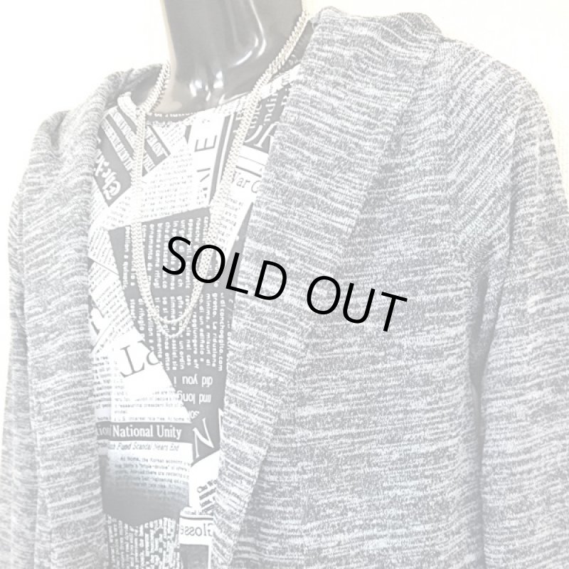 画像4: 杢ニットフードロングコーディガン(RINGS,メンズ,ロングカーディガン,ニットコート,薄手ニット,ストール風カーディガン,ガウン風ニットコート) (4)