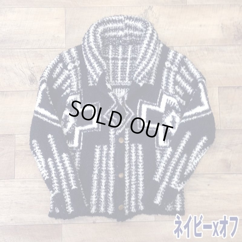 画像2: RINGSモールヤーンネイティブ柄ショールカーディガン(ネイティブ柄アウター,ざっくりニットカーディガン) (2)