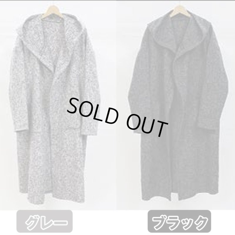 画像3: 超ロング杢フーデッドコーディガン (メンズ,フード付き,ストール風カーディガン,ロングカーディガン,ニット,ガウン風,秋冬,) (3)