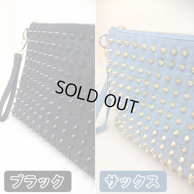 画像4: 2WAYスタッズクラッチバッグ (男女兼用,メンズ,レディース,カバン,鞄,ショルダーバッグ,ショルダーストラップ) (4)