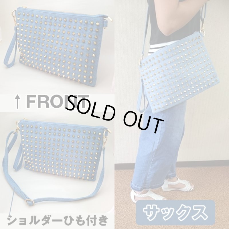 画像6: 2WAYスタッズクラッチバッグ (男女兼用,メンズ,レディース,カバン,鞄,ショルダーバッグ,ショルダーストラップ) (6)