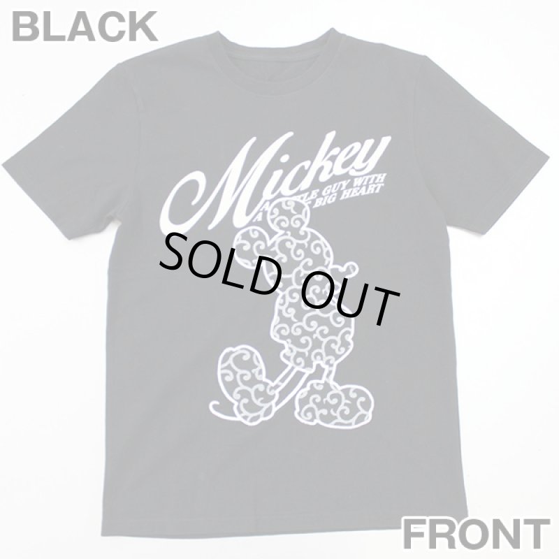 画像2: RINGSxミッキーコラボミッキーマウスTシャツ(ディズニー公式グッズ,半袖Tシャツ,メンズ,和柄ミッキー,唐草模様,モノトーン) (2)