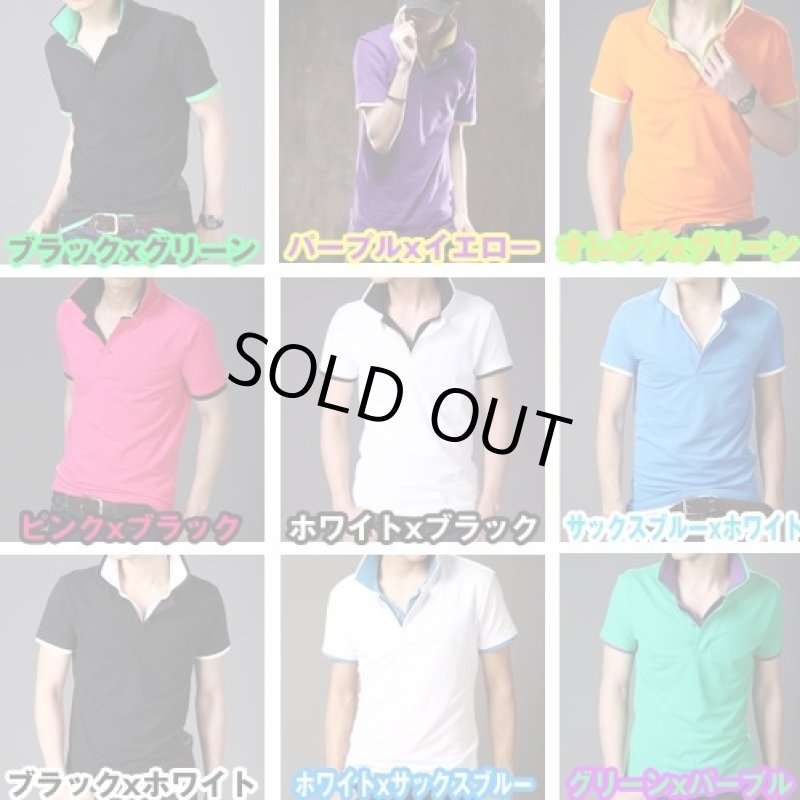 画像2: ツートンレイヤードポロシャツ【ブラックxピンク】 (2)