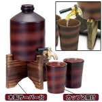 画像4: 陶器製熟成焼酎サーバー「800ml」 (陶器カップ2個付き,木製サーバー台付き,泡盛,ブランデー,蒸留酒,遠赤外線) (4)