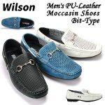 画像1: WilsonメンズPUレザーモカシンシューズ「ビットタイプ」(ウィルソン,メンズ,ドライビングシューズ,デッキ,パンチング,カジュアル) (1)