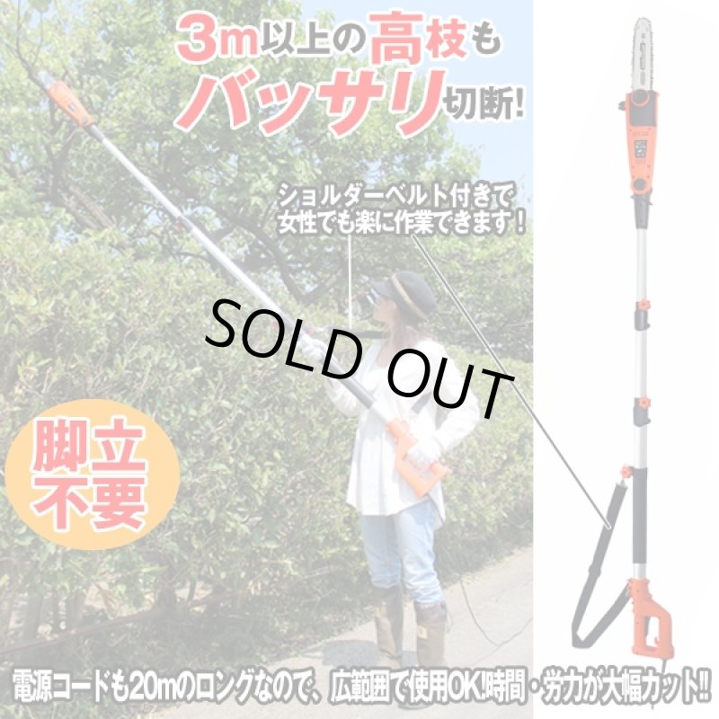 画像3: NEW電動ロングチェーンソー プラス (高枝切り,伸縮式,角度調整,太枝,切断,ハイパワー,ゴーグル,手袋,庭,園芸,庭師,工具) (3)