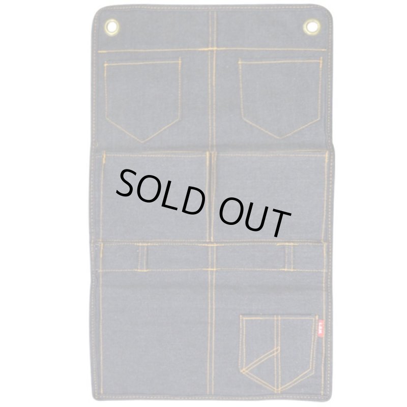 画像3: デニムウォールポケット(おしゃれ,壁掛け収納,小物入れ,3段,7P,整理ラック,インテリア,高さ58cm,ジーンズ素材) (3)