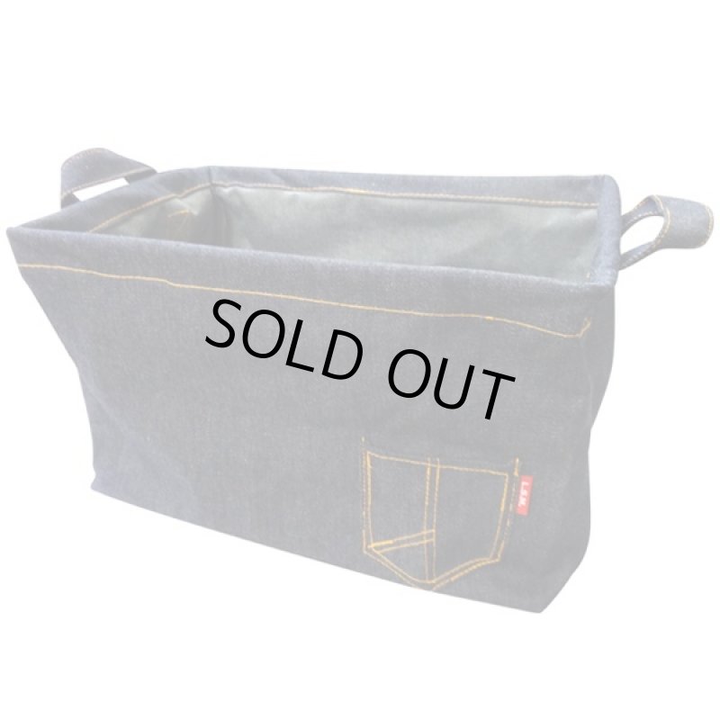 画像3: デニムラックバスケット(おしゃれ,棚収納,バスケットボックス,カゴ,整理ボックス,インテリア,リビング,ジーンズ素材,布製) (3)