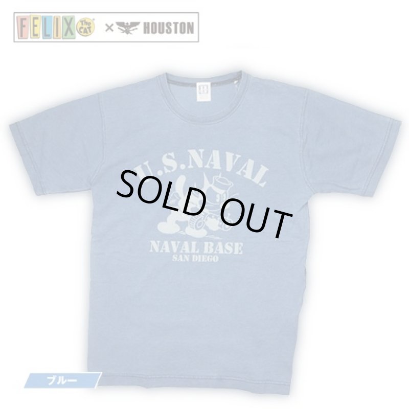 画像2: FELIX×HOUSTON FELIX インディゴプリントTシャツ(メンズ/コットン/クルーネック/半袖/ヒューストン/フィリックス/U.S.NAVAL) (2)