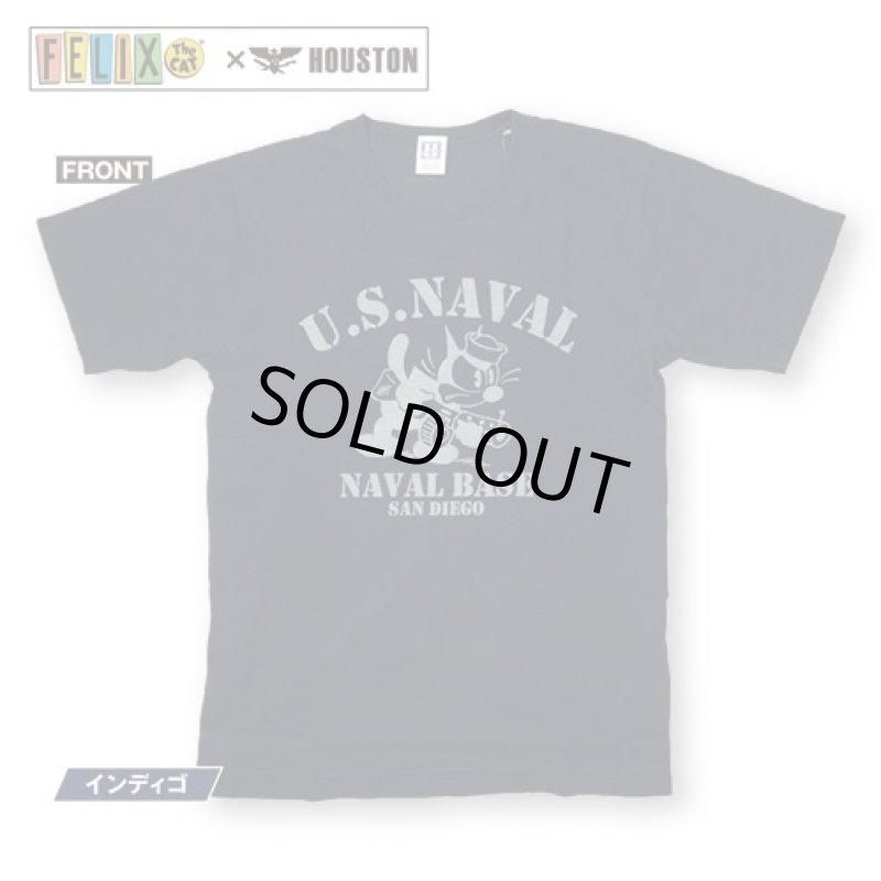 画像3: FELIX×HOUSTON FELIX インディゴプリントTシャツ(メンズ/コットン/クルーネック/半袖/ヒューストン/フィリックス/U.S.NAVAL) (3)