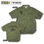 画像2: FELIX×HOUSTONミリタリー半袖シャツ（メンズ/コットン/ヒューストン/フィリックス/U.S.AIR FORCE/ワイルドキャット/WILD CAT/アメカジ/戦闘機） (2)