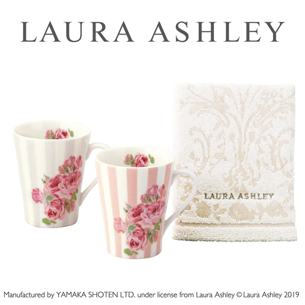 LAURA ASHLEYローラアシュレイ「クチュールローズ・タオル付ペアマグセット」