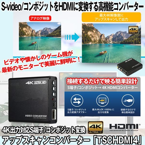 S-Video/コンポジット信号をHDMI変換器 セット