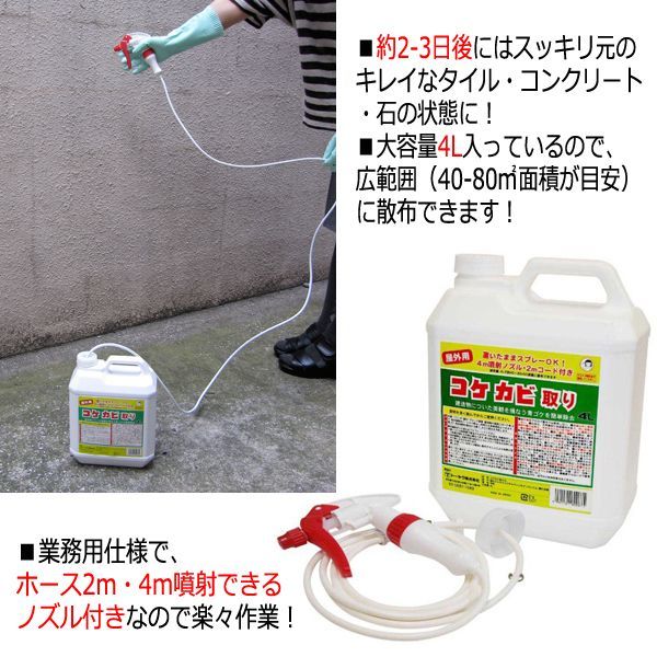 業務用コケカビ取り4L［4m噴射ノズル付］YISM-K12049