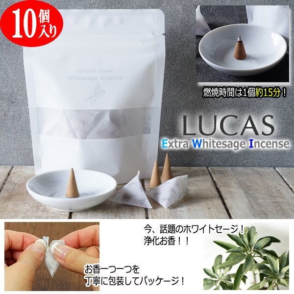 LUCAS[ルカス] ホワイトセージ浄化＆ヒーリングインセンス[10個入り]JHO-281-10