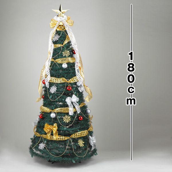 クリスマスツリー「折り畳みデコレーションツリー180cm／エレガント