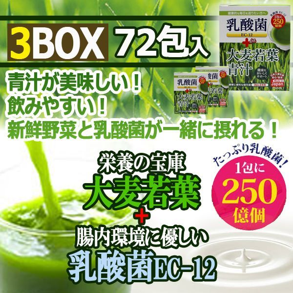 たっぷり乳酸菌EC-12！大麦若葉青汁3BOX（72包入り）ITO-138-3