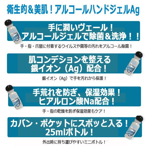 日本製アルコールハンドジェルAg25ml[3ボトル]ITO-140-3