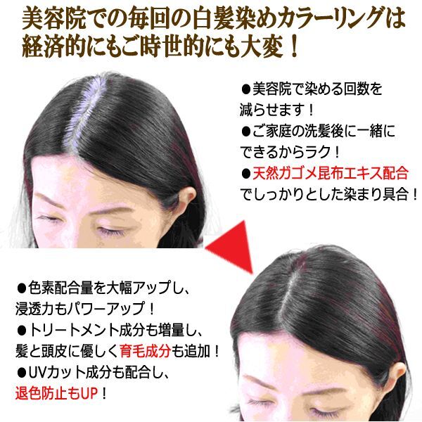 色づき 色味に自信 退色防止アップ ガゴメ昆布白髪染めヘアカラートリートメント240ml 3ボトル