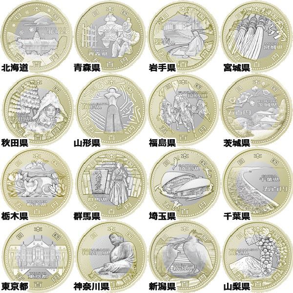 47都道府県 地方自治法施行60周年記念 5百円バイカラー・クラッド貨幣