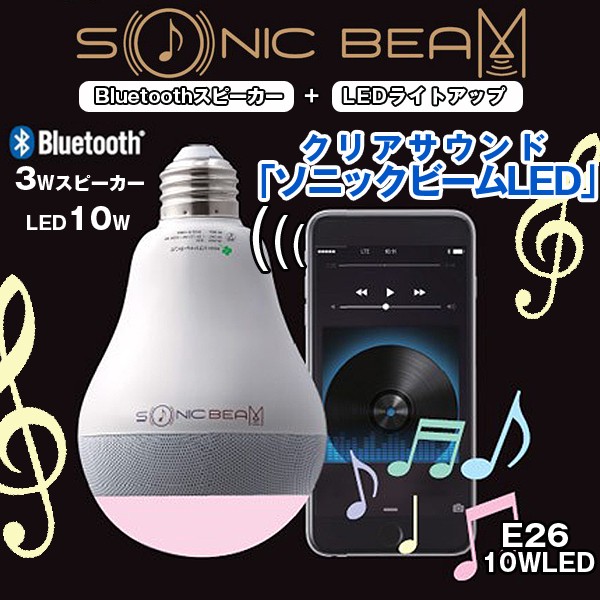 クリアサウンド ソニックビームled ライト 照明 Bluetooth 3wスピーカー ワイヤレス Iphone Android スマホ対応 アプリ Well 5